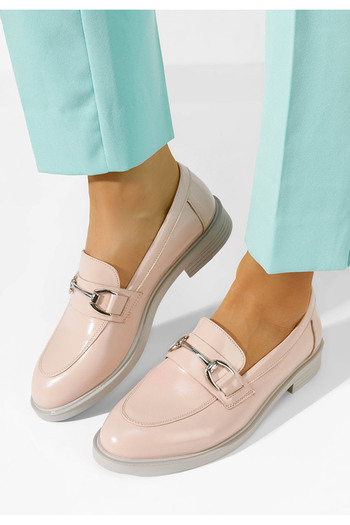 B T Shoes Ružové lakované mokasíny dámske Noreen V2