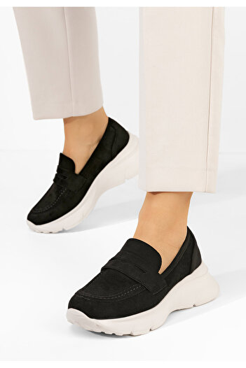 B T Shoes Almata V2 black platform loafers