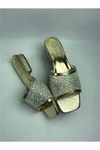 Erbilden Ortu gold skin embroidered slippers