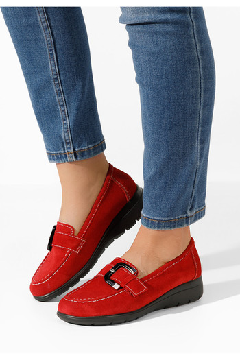 B T Shoes Červené kožené mokasíny dámske Bernara