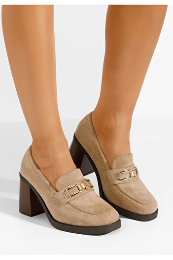 B T Shoes Loafers με τακουνι Akera χακι