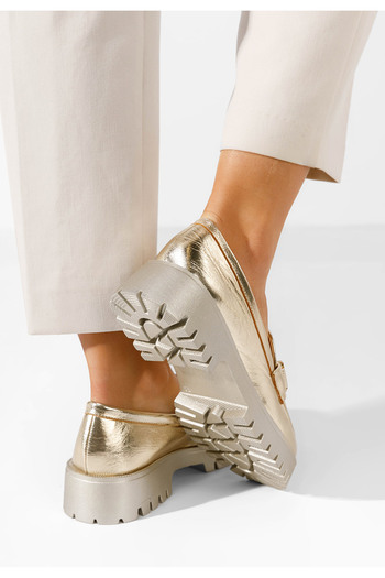 B T Shoes Thara gold chunky-soled loafers