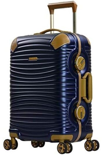 eminent Luggage Makrolon Polycarbonate Gold Jetstream Aluminum Frame Zipper Less Suitcase Extra Corn