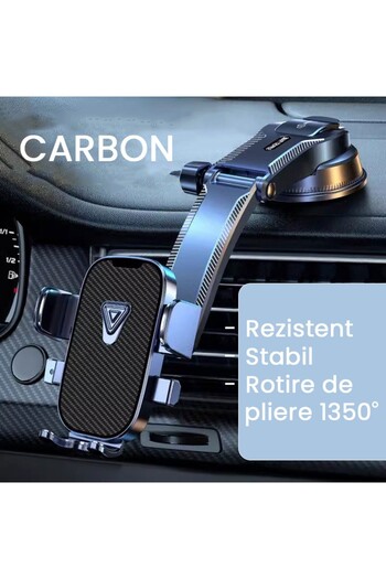 Flippy Car Phone Holder, Flippy, Rotating with Suction Cup, 20 x 14 x 11 cm, Carbon Blue