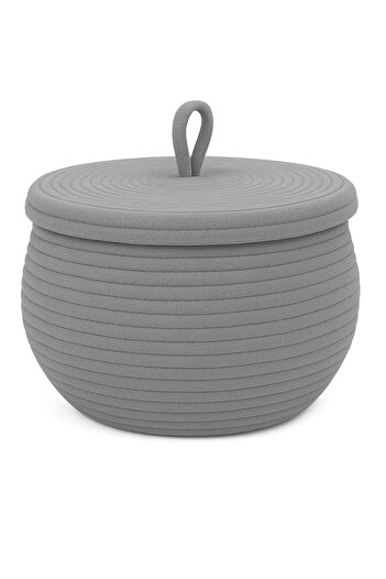 MaVaux Rope Wicker Basket 17X21 cm for Kitchen, Bathroom and Home – Storage Basket Honeypot with Lid