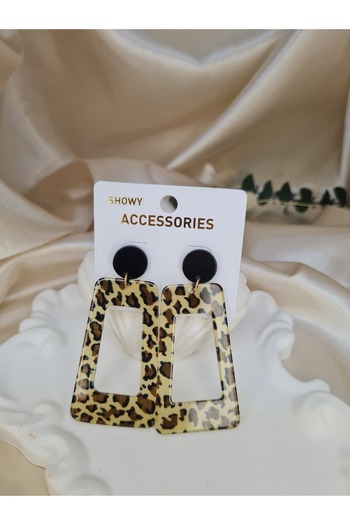 ZEYM COLLECTION Leopard Print Rectangular Acetate Earrings – Lightweight and Stylish Dangle Model, for Everyday and Special Occasions