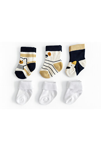 mini mia "Set of 6 Newborn Socks" |   Cotton Baby Boy Girl Socks 0-6 Months