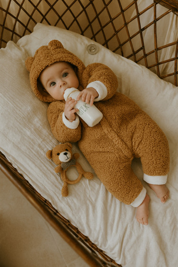 Mai Perla Winter Unisex Teddy Bear Ear Plush Baby Romper (3-12 Months)