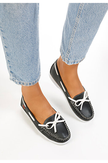 B T Shoes Modré dámské mokasíny Locanda
