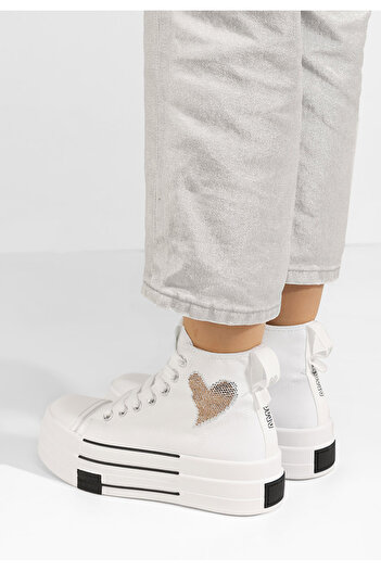 B T Shoes Bílé tenisky na platformě Chanela