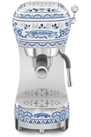 SMEG ECF02DGBUK Dolce and Gabbana Espresso Coffee Machine, Blu Mediterraneo