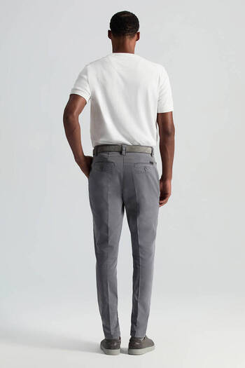 Hemington Saf Pamuk Orta Gri Regular Fit Chino Pantolon