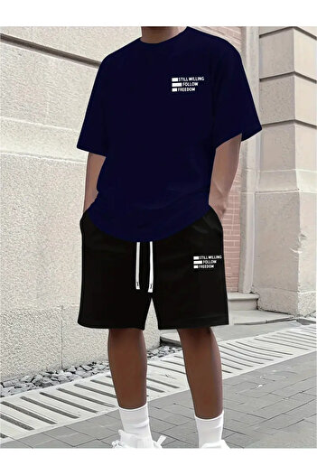 Flaubert Still Willing Printed Cotton Oversize T-Shirt Shorts 2-Piece Set Plus Size
