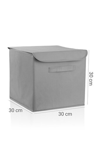 PH Prendi Home 4-Piece Fabric Closet Organizer Box with Gray Lid - 30X30X30 cm Foldable Storage Box