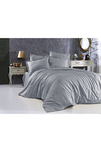 Mert Collection Çarşı 5-Star Single Luxury Elastic Striped Cotton Satin Bed Sheet Set
