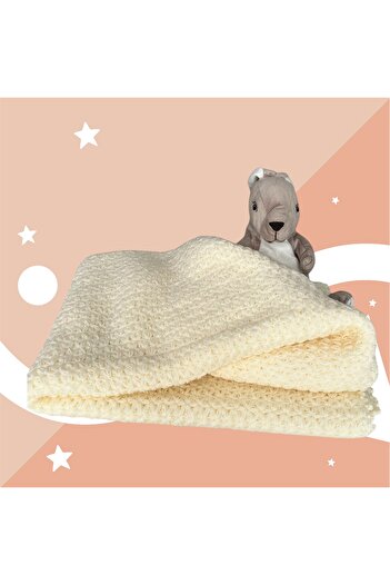 Pafuli Hand Knitted Star Patterned 100X100 cm 100% Acrylic Baby Blanket