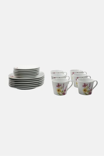 Ritzenhoff & Breker 18 Pieces Floral Porcelain Coffee Set, White