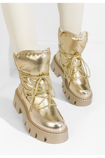 B T Shoes Γυναικείες Μπότες Χιονιού Karinna χρυσο