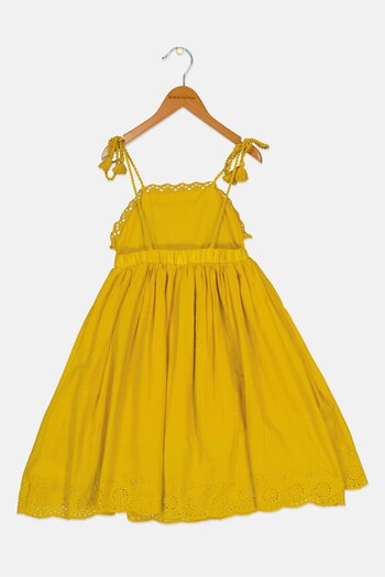 Miss Kids Girl Embroidered Dress, Yellow
