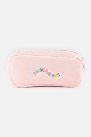 Squishmallows Kids Girl Plush Embroidered Logo Pencil Case, Light Pink