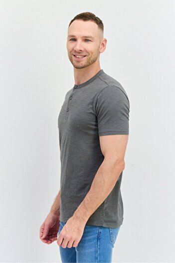GAP Men Crew Neck Short Sleeves Plain T-Shirt, Grey