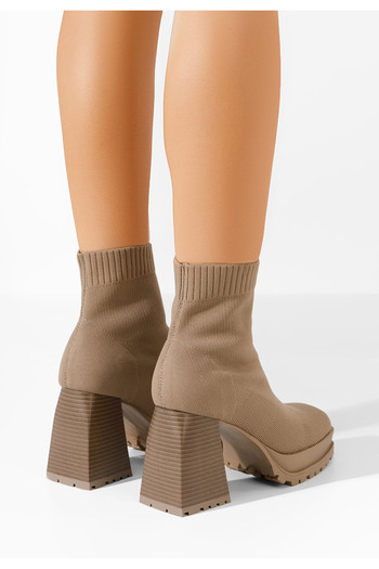 B T Shoes Μποτάκια με χοντρό τακούνι Lalena Χακι