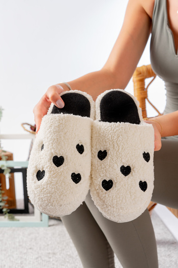 Slipcat Women's Plush Heart House Slippers Plush House Slippers Guest Slippers Bundle Slippers