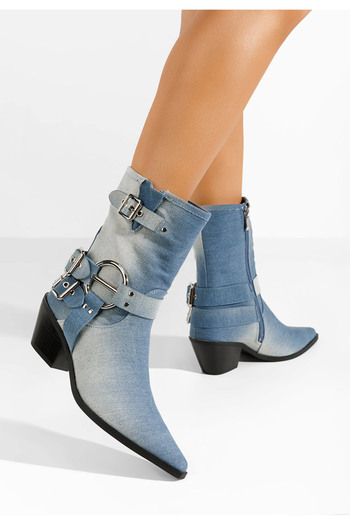 B T Shoes Γυναικεία Μποτάκια Cowboy Rosita μπλε