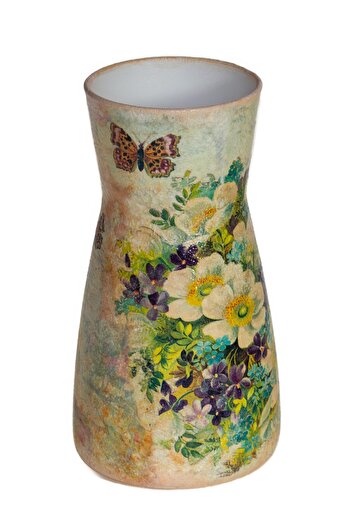 Kumiko Art Floral decorated vase type 1, 10x10x20 cm.