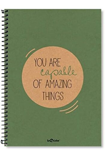 STOREMAX Snshop Color 2015074/3 Eco Kraft Hard Cover, Spiral, Yellow Paper, 200 Pages Green 46743