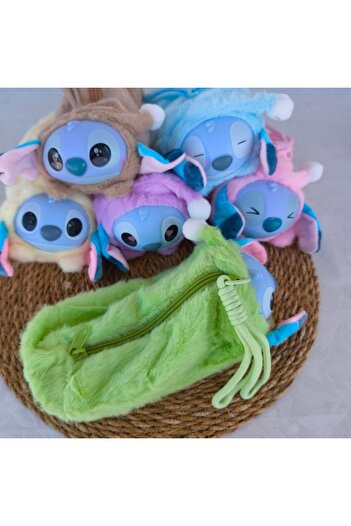 senacacollection Stitch Plush Drawstring Pencil Case Imported Pen Holder 1Pc