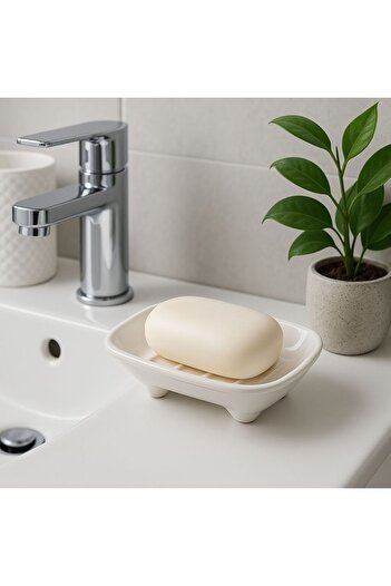 ŞURA MUTFAK Solid Soap Dish Ceramic Solid Hand Soap Dish White