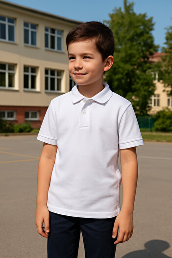 Yalçınoğlu Kids School Uniform Polo Neck T-Shirt - All-Day Comfort - Breathable Fabric, Durable and Comfortable - Long Sleeve