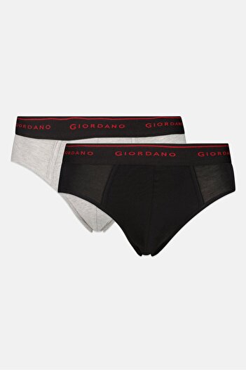 Giordano Men 2 Pieces Brand Logo Brief, Multicolor