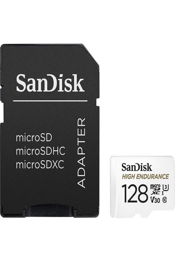SanDisk محول بطاقة microSDXC + SD عالي التحمل، 128 جيجابايت، أبيض