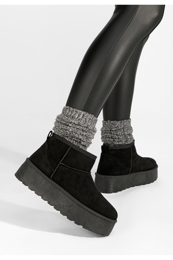 B T Shoes Μπότες με πλατφόρμα Shila Μαύρα