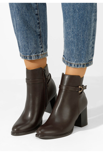 B T Shoes Μποτάκια με χοντρό τακούνι Sherika καφε