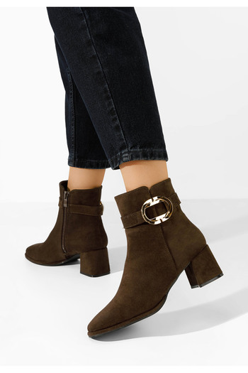 B T Shoes Μποτάκια με χοντρό τακούνι Jovianna καφε
