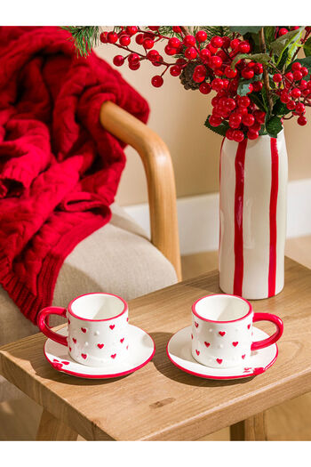 LC Waikiki Sparkling Choices from Shining Store |   Heart Printed 2-Person Coffee Cup Set 110 ml
