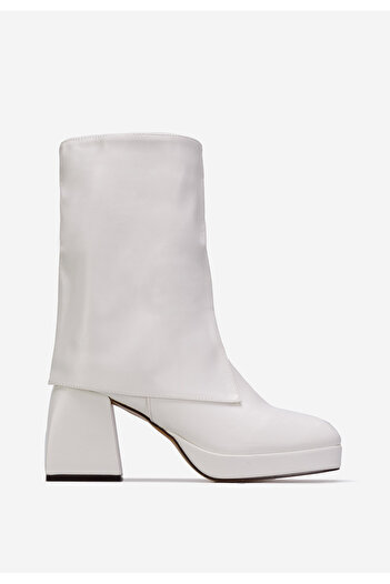 B T Shoes Μποτάκια με χοντρό τακούνι λευκά Zalamea