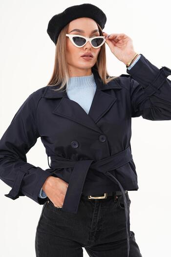 ŞİMAL Women's Belted Short Trench Coat 255129 -