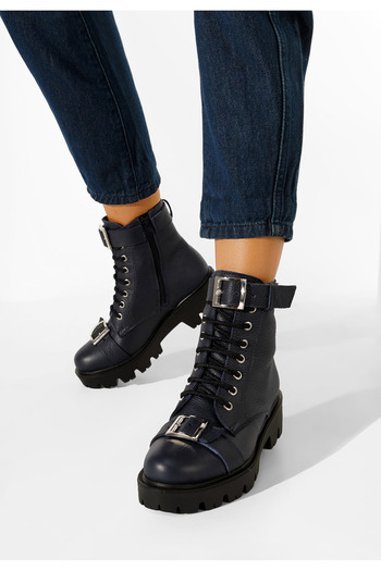 B T Shoes Modré dámské kožené workery Antonina