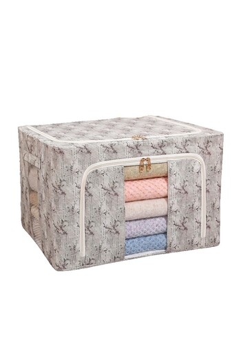 Flippy Storage Box, Flippy, 66L, Textile Material, 50 x 40 x 33 cm, for Clothes and Linens, Spring Flower P