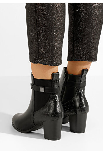 B T Shoes Μποτάκια με χοντρό τακούνι Marjeta Μαύρα
