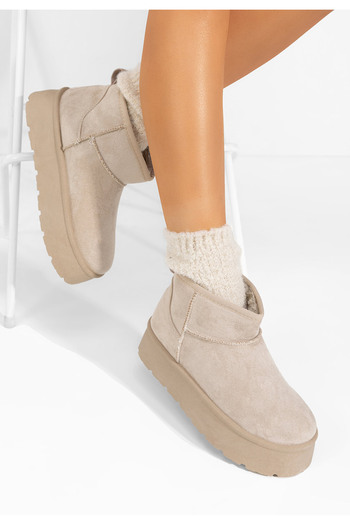 B T Shoes Khaki dámské válenky na platformě Savieda V7