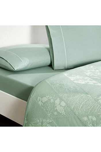 Taç Flava Jacquard Bedspread Set Green Double