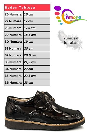 Moda Anna Lil Amore Velcro Boys' Shoes – Classic Model Patent Leather Black for School & Circumcision Ceremony