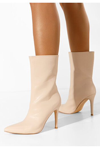 B T Shoes Μποτάκια με λεπτο τακουνι Ribera μπεζ