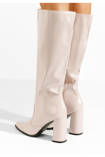 B T Shoes Cizme cu toc gros Idylle bej