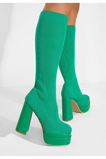 B T Shoes Cizme cu toc gros verzi Valonga